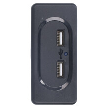 Cargador USB para autocaravanas con doble puerto 3,1 A 89x41mm ABS LED azul