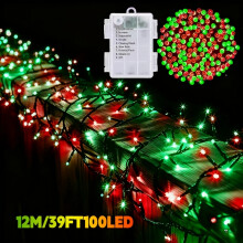 (Red Green, 12M) 1pc Indoor Decoration Atmosphere LED Light String, Color/Red Green/Red White