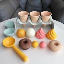 A Collection of Seven Ice Cream Toys And a Single Set of Sand Digging Tools, Including a Scoop, Cone, And Various Play Items for Outdoor Fun