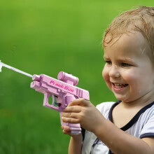 (pink color) Double-Sided Reversible Prank Water Gun Toy - Instant Flip Water Gun Suitable for Family Outdoor Play, Durable Plastic Gun