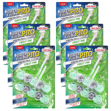 (Forest Pine) 6 Pack Power Toilet Rim Block Cleaner (Twin Pack), Clear Water Toilet Rim Block with Anti-Limescale, Cleaning Foam,