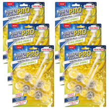 (Citrus) 6 Pack Power Toilet Rim Block Cleaner (Twin Pack), Clear Water Toilet Rim Block with Anti-Limescale, Cleaning Foam,