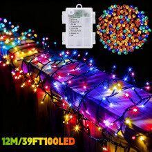 (【Multi Color】, 12M) 1pc Indoor Decoration Atmosphere LED Light String, Color/Red Green/Red White
