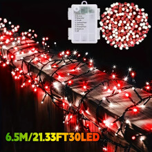 (Red And White, 6.5M) 1pc Indoor Decoration Atmosphere LED Light String, Color/Red Green/Red White