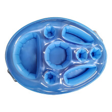 (Blue) Una barra de hielo inflable de PVC para el agua, un soporte para bebidas en la piscina, un posavasos con orificios múltiples, una