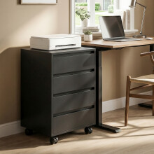 HOMCOM Mobile Vertical Filing Cabinet with 4 Drawers for Home Office, Black