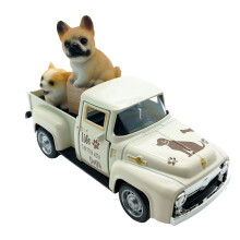 Antiek Inspirerend metalen hond op autosculptuur met-Corg1