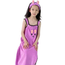 Little Girl Bath Dress Towel Set Includes Hairband For-Purple 2