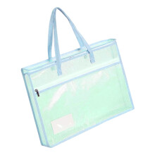 Clear Mesh Craft Bag With Label Window For Sewing-Sky Blue