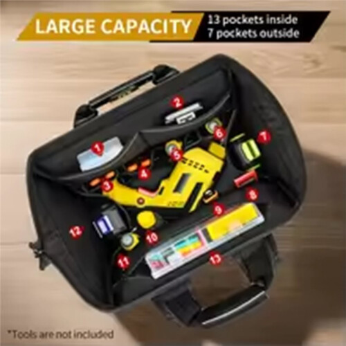 Tool Backpack, Multi-Pocket, Large Capacity, Rubber Bottom, Multi-Functional Tool Storage Backpack 1
