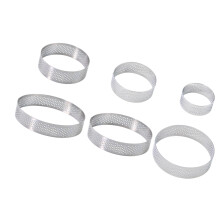 Pack Of 6 Nonrust Steel Perforated Tart Rings Baking-Silver