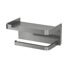 Wall Mounted Phone Shelf with Toilet Roll Holder-Gray
