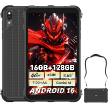 (Black) Ulefone Rugking Pad Pro 4G Rugged Tablet, Android 16, 8GB 128GB Octa Core, 7100mAh 8.68" Corning Display - Black