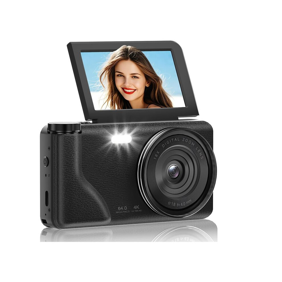 4K 64Mp Digital Camera With 3" 180 Flip Screen, 18X Digital Zoom Autofocus Vlogging Photography Camera For Beginner 4712225315284