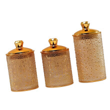3 Pieces Premium Sealed Food Canisters Perfect For Coffee-gold