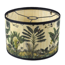 Lampshade Bright Green Plant Bird Decoration Drum-Shaped Lampshade Suitable for Floor Lamp, Table Lamp in Bedroom C