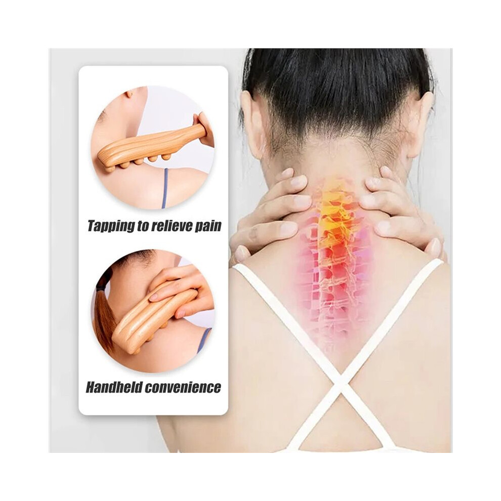 1Pcs Guasha Wood Stick Tools Wooden Therapy Scraping Lymphatic Drainage Massager,Double Row Point Treatment GuaSha Tools