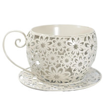 Decorative Iron Planter Flower Pot For Succulents Herbs-White.