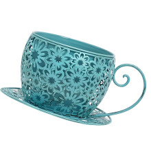 Decorative Iron Planter Flower Pot For Succulents Herbs-Blue
