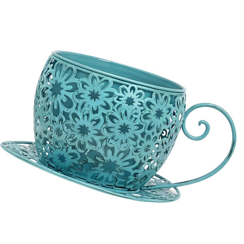 Decorative Iron Planter Flower Pot For Succulents Herbs-Blue