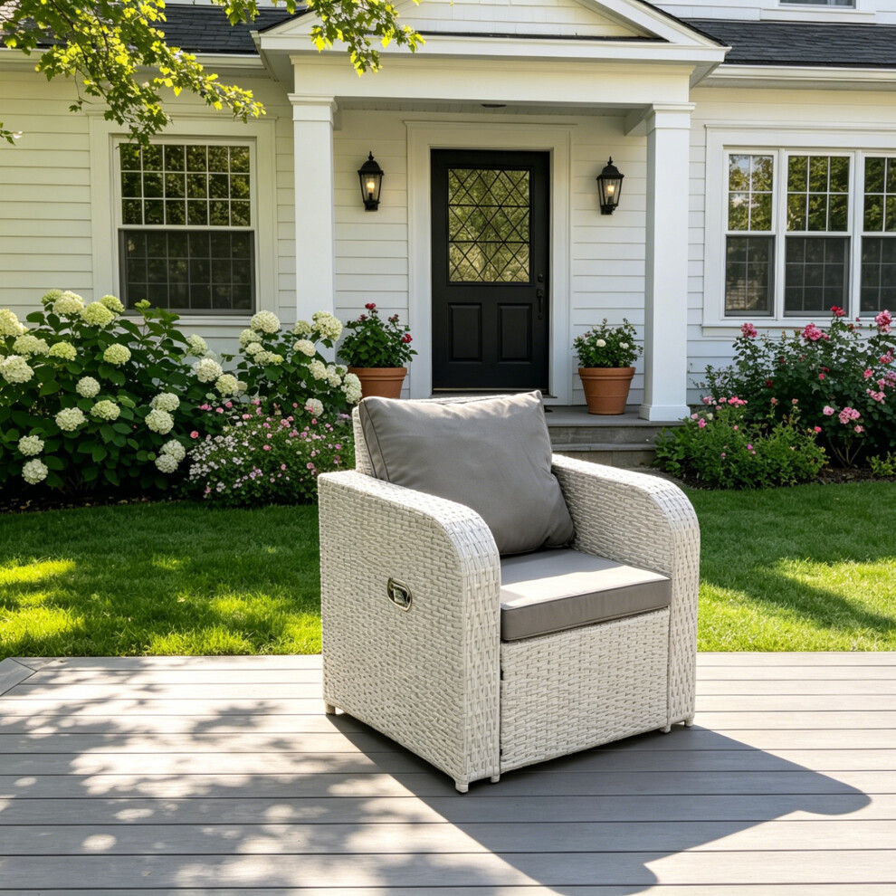 Fimous Rattan Adjustable Reclining Chair Light Grey
