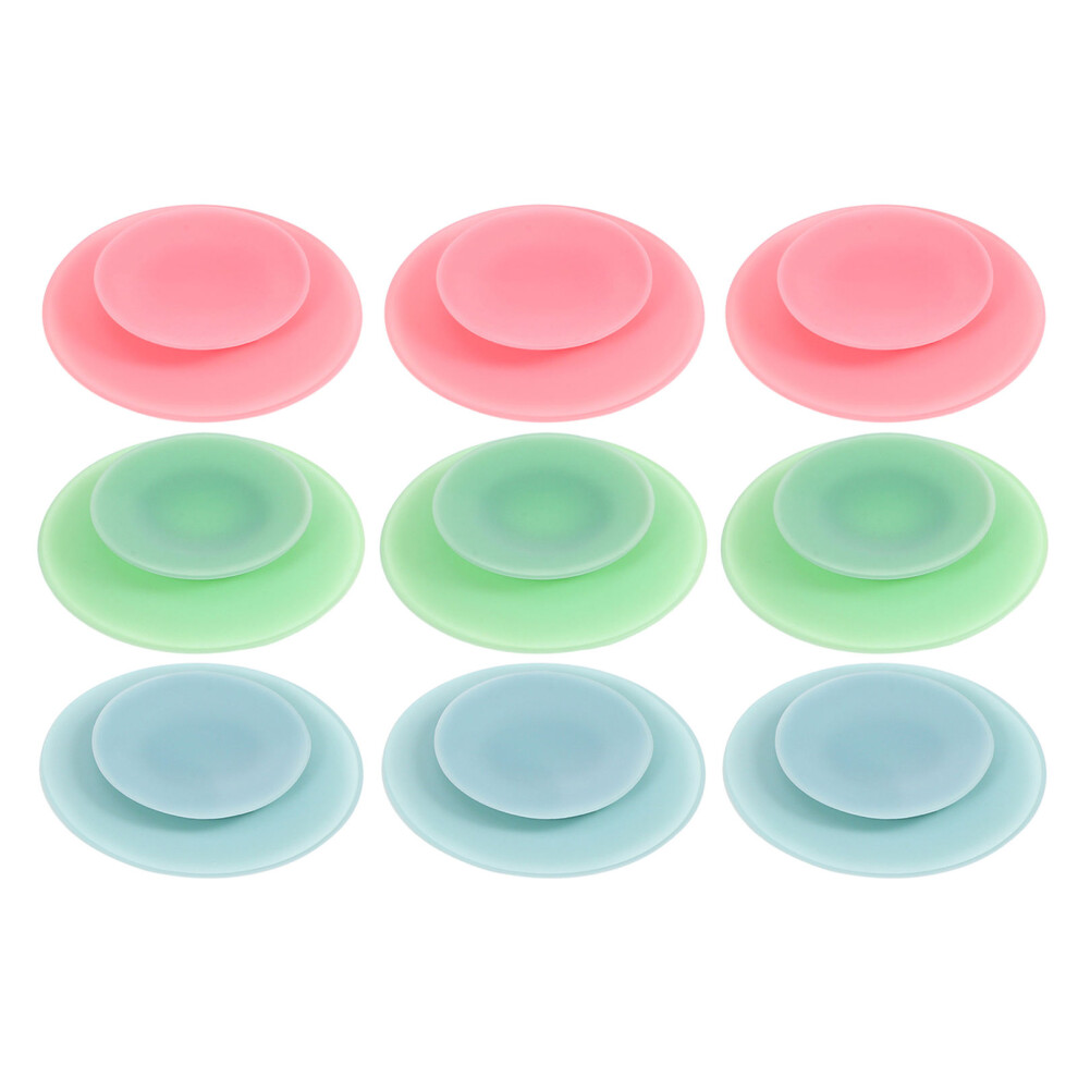 Inoomp 9Pcs Silicone Kids Suction Cup Bowls Pads Assorted Color Non-Slip Mats