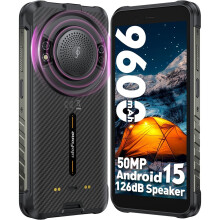 (Black) Ulefone RugKing (16GB 128GB) Android 15 4G Rugged Smartphone, 9600mAh, 5.99" Tough Phone-Black