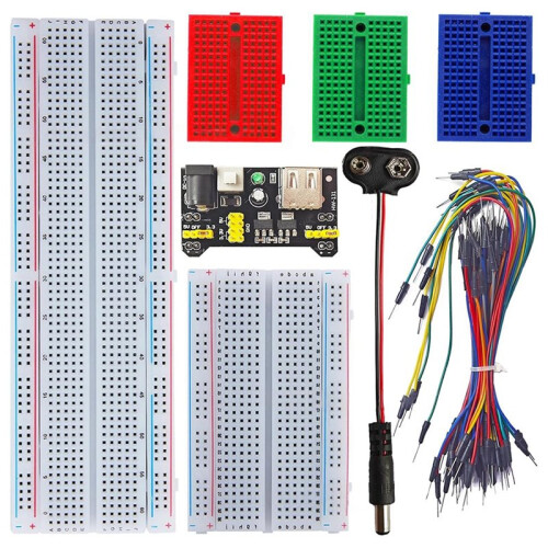 Breadboard Kit 830-Hole Breadboard Power Module 400-Hole Breadboard + 1 Set 65Pcs Flexible Breadboard Jumper Wires