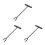 3Pcs Durable Iron Water Shut Off Key with Long Rod T-Handle Black 1
