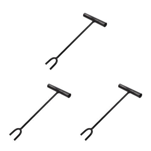 3Pcs Durable Iron Water Shut Off Key with Long Rod T-Handle Black