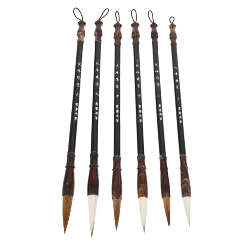 6Pièces Pinceaux Bois Pour Technique Sumi