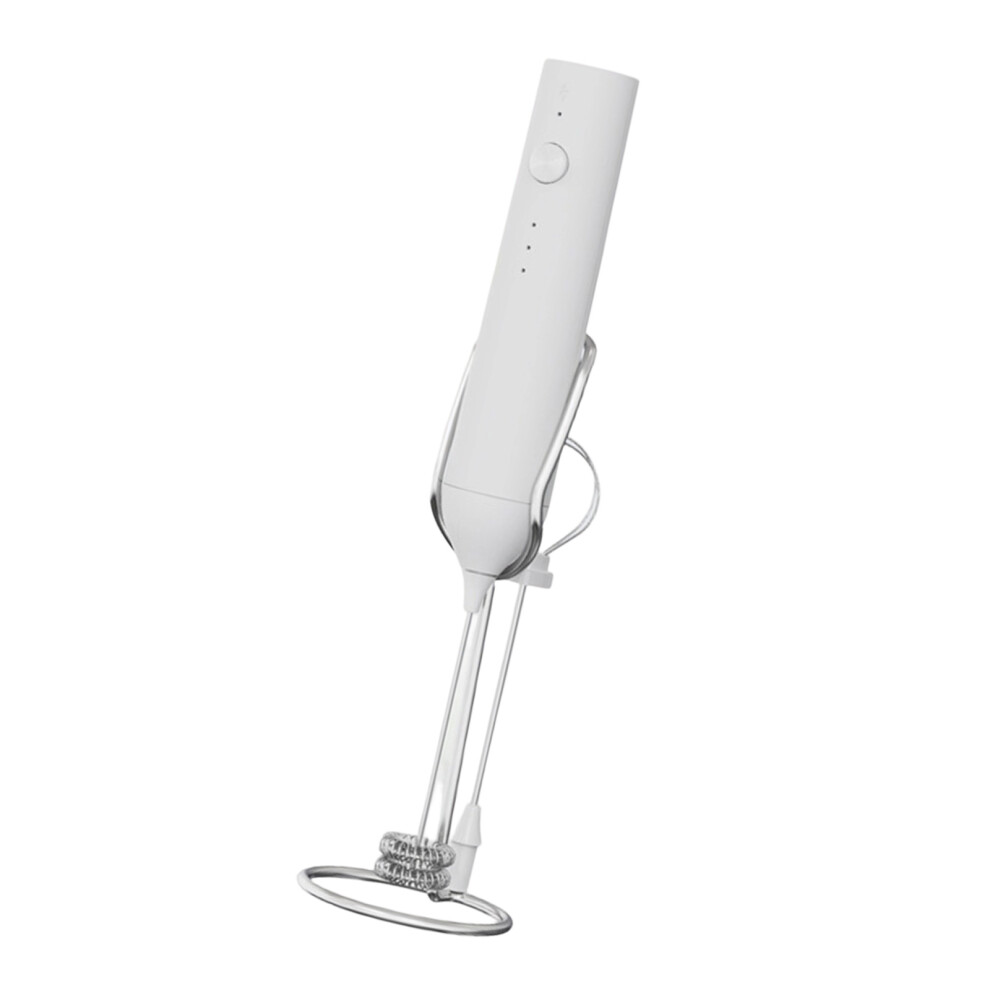Electric Milk Frother Handheld Whisk Suitable- With Stand White