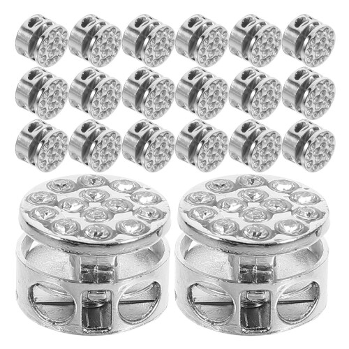 20Pcs Metal Spring Cord Locks Double Hole Toggle Stoppers for Clothes