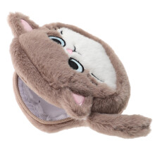Khaki Plush Cat Coin Purse Cartoon Wallet for Makeup Storage