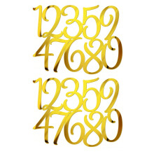 2Sets Golden Acrylic Number Cake Picks for Birthday and Celebration