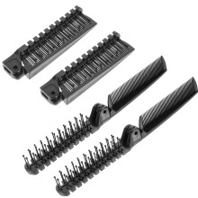 4Pcs Travel Foldable Hair Comb Black Plastic Durable Portable Design