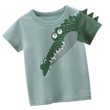 Kids Cotton T Shirt With Fun Animal Design-Green 140cm