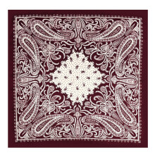 Bohemian Color Block Neck Scarf 70x70cm Square Cashew-Burgundy