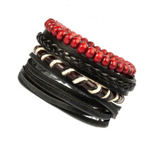N021 4 Stück Mahagonifarbenen Lederarmbänder 10x10cm 38g