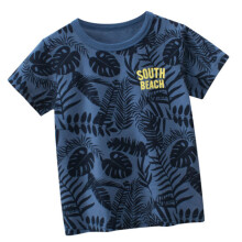 Breathable Short Sleeve Top Colorful Printed for-Blue  90cm