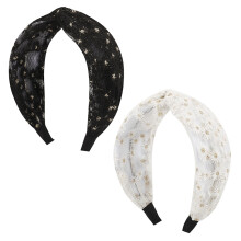 Fascia per capelli a turbante in tulle con stelle scintillanti e strass, accessorio moda per donna (disponibile in diversi colori)