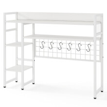 Schreibtischregal mit 4 Ebenen und 6 Haken - Weiß, 94 x 25 x 74 cm