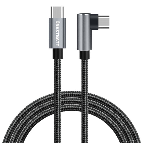 Cable USB-C a USB-C en ángulo Nextbatt de 60 W y 3 m, color negro