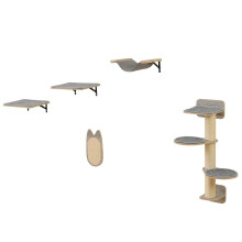 Juego de escalada para gatos de pared con poste rascador y hamaca