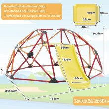Kletterkuppel für Kinder mit Rutsche, Tragkraft 180 kg, Orange/Rot