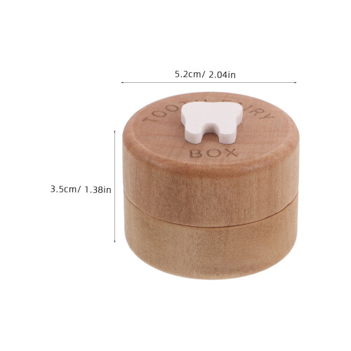 Cute Wooden Tooth Storage Case for Kids Beige Material 1