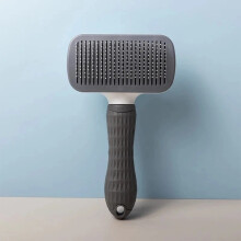 (Gray) Self-Cleaning Dog Cat Hair Brush Comb Pet Grooming Massage Tool Heavy Duty