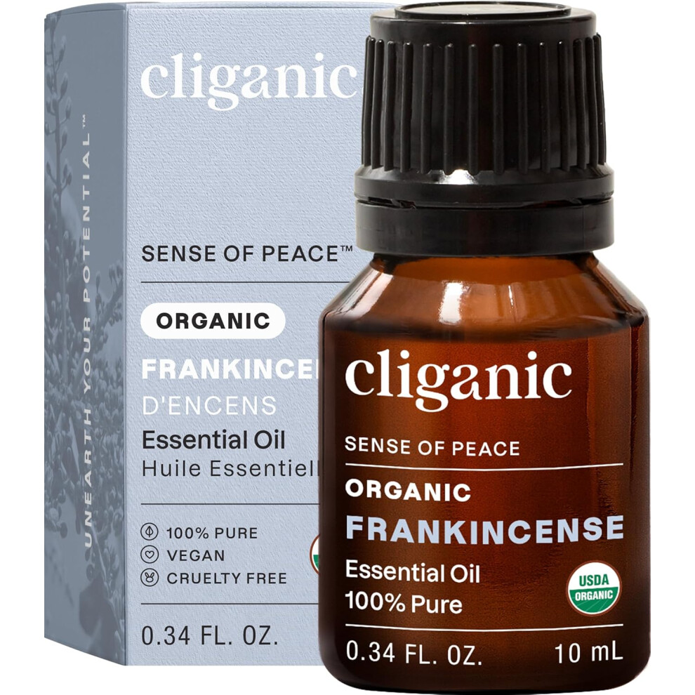 Cliganic Organic Frankincense Essential Oil - Boswellia Serrata, 100% Pure Natural Undiluted, For Aromatherapy | Non-Gmo Verified (Frankincense)