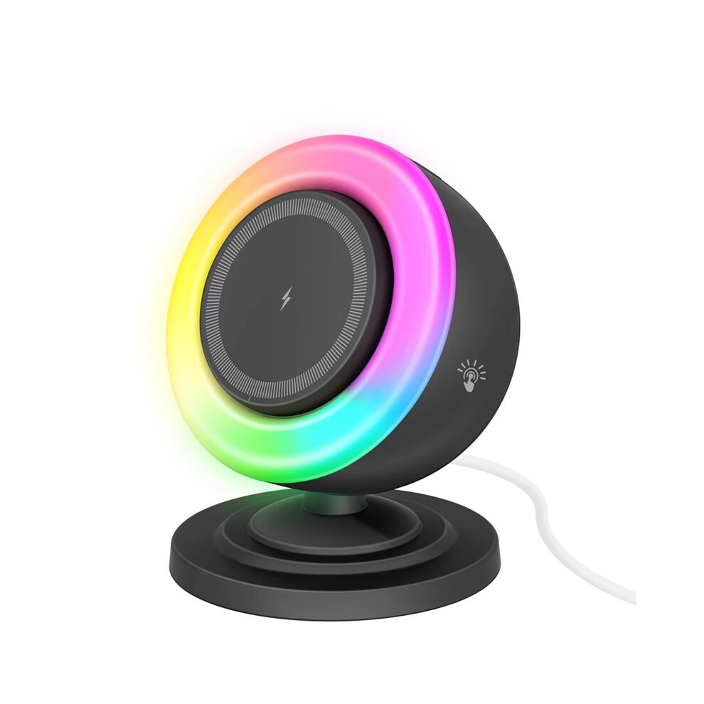 15W Magnetic Wireless Charger Stand With Speaker Rgb Fast Charging For Smartphone Device Light 4714256876512