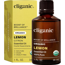 Cliganic USDA Organic Lemon Essential Oil (1oz) - 100% Pure & Natural | Undiluted, for Aromatherapy, Household Cleaning | Non-GMO Verified (Lemon )